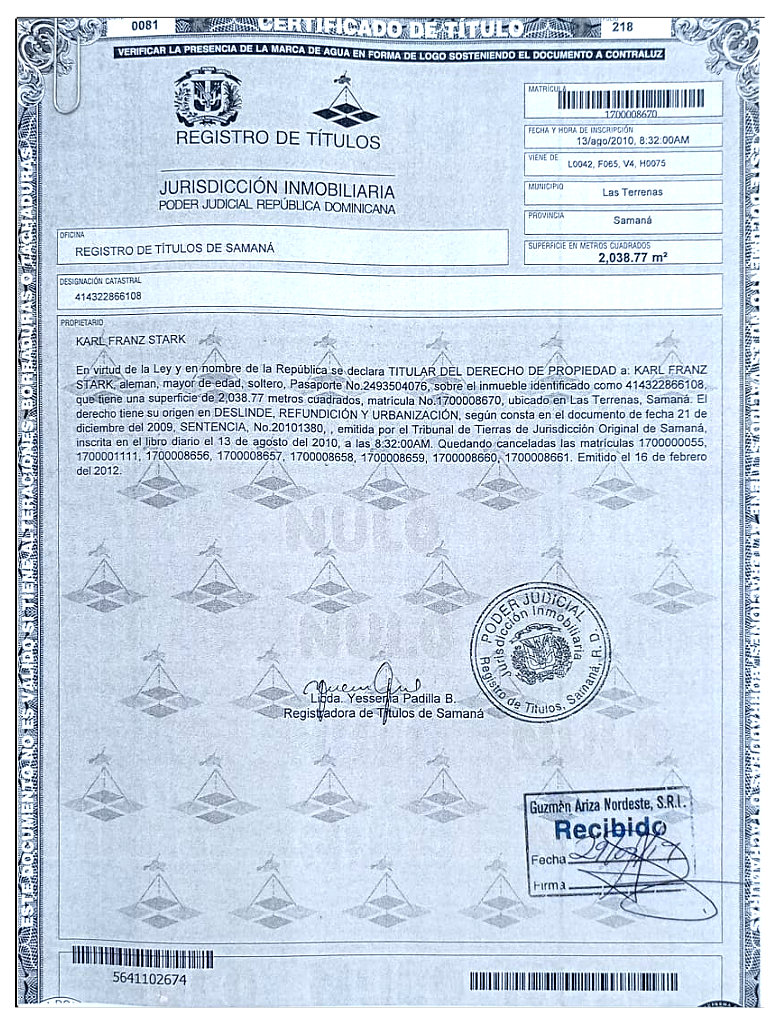 Certificate 2,038.77m2
